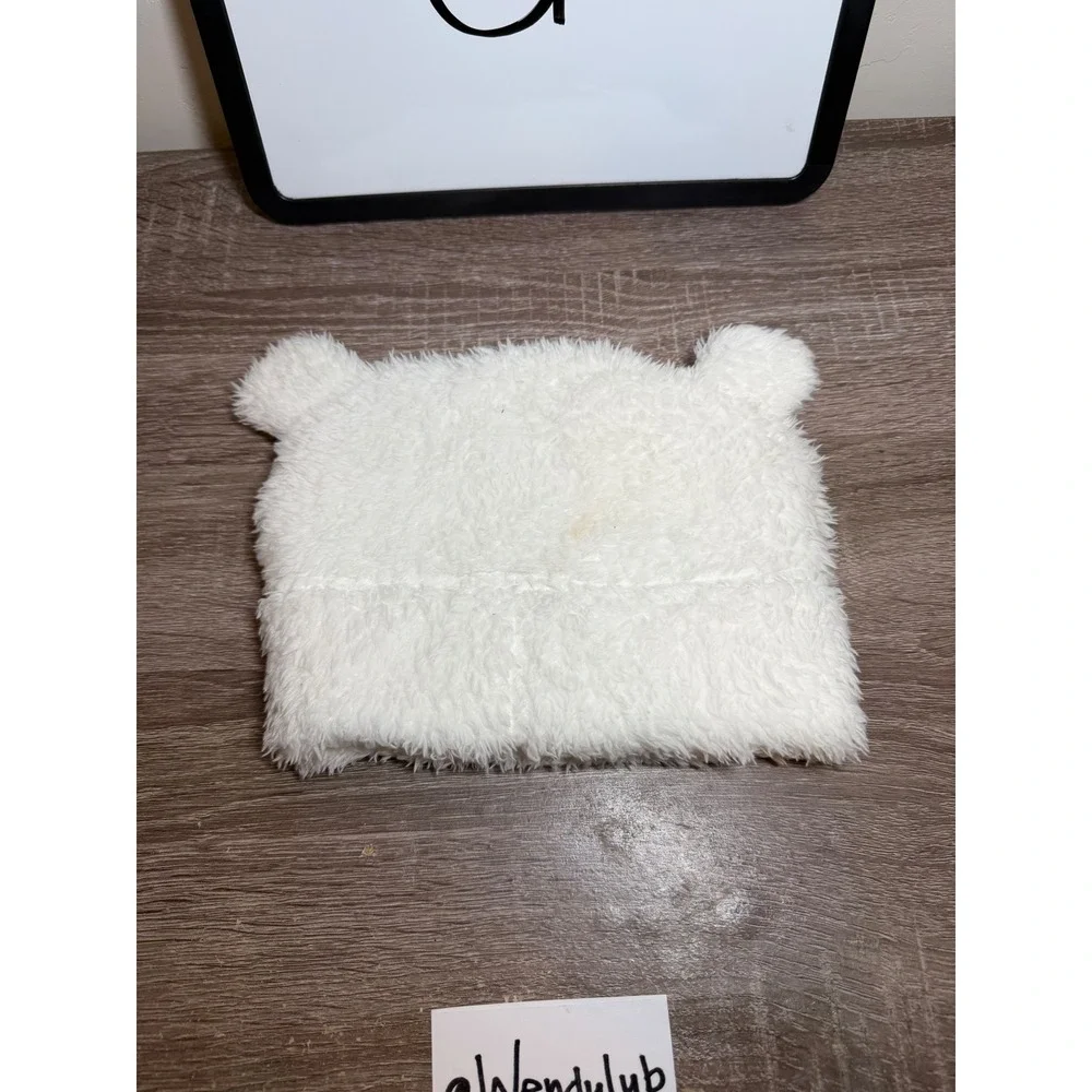 Patagonia Hat Baby Furry Friends Bear Ears Fleece Cream White 12-24M